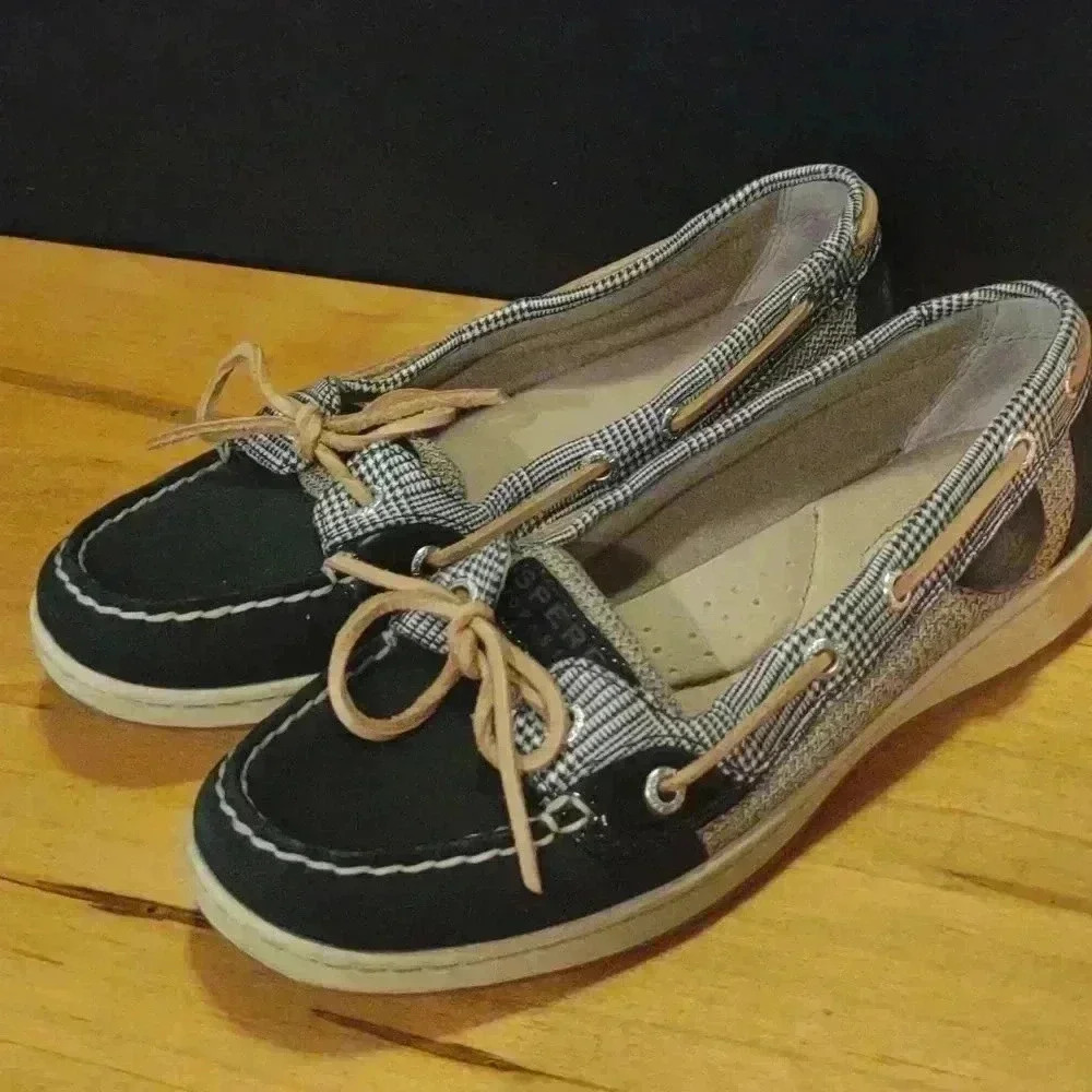 Sperry Top-siders navy blue‎ glen plaid loafer women's 7.5m